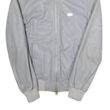 ANTHONY MORATO Mens Grey Leather Jacket S Leather Bomber Zip Closure