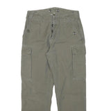 Mens Relaxed Fit Beige Cotton Blend Cargo Trousers W28 L26 Button Closure Casual