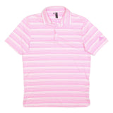 ADIDAS Mens Pink & White Striped Short Sleeve Polo Shirt S Performance Golf