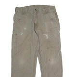 CARHARTT Mens Cotton Blend Beige Regular Fit Straight Leg Trousers W34 L31