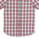 FRED PERRY Mens Red & White Plaid Shirt S Button Down Short Sleeve Casual