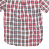 FRED PERRY Mens Red & White Plaid Shirt S Button Down Short Sleeve Casual