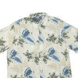CROFT & BARROW Mens Cream Green & Blue Hawaiian Shirt XL Cotton Blend Casual