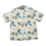 CROFT & BARROW Mens Cream Green & Blue Hawaiian Shirt XL Cotton Blend Casual