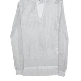 MICHAEL KORS Womens Grey Hoodie Long Sleeve V-Neck Mesh Top S Lightweight