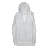 MICHAEL KORS Womens Grey Hoodie Long Sleeve V-Neck Mesh Top S Lightweight