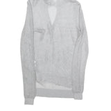 MICHAEL KORS Womens Grey Hoodie Long Sleeve V-Neck Mesh Top S Lightweight