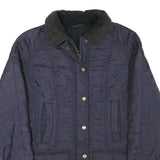 BARBOUR Womens Navy Quilted Jacket UK 10 Polyester Blend Zip Classic Outerwear