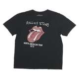 ROLLING STONES Mens Black North American Tour 1975 Graphic T-Shirt L Short
