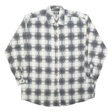 HAMLET Mens White & Grey Check Shirt L Cotton Blend Long Sleeve Button Closure