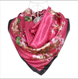 Anyyou Fashion Premium Satin Square Scarf – Elegant Floral Silk-Feel Neckwrap for Women