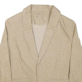 Womens Beige Cotton Blend Jacket M Woven Classic Fit Long Sleeve Plain Blazer