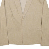 Womens Beige Cotton Blend Jacket M Woven Classic Fit Long Sleeve Plain Blazer