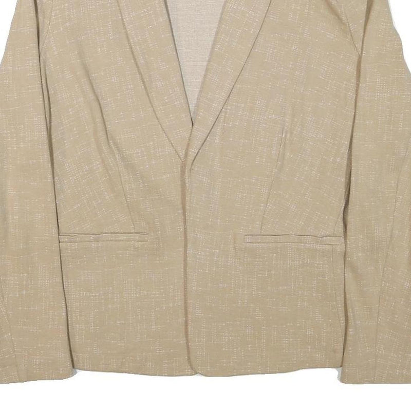 Womens Beige Cotton Blend Jacket M Woven Classic Fit Long Sleeve Plain Blazer