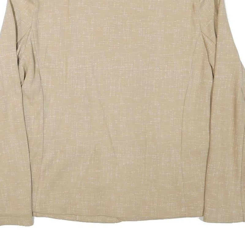 Womens Beige Cotton Blend Jacket M Woven Classic Fit Long Sleeve Plain Blazer