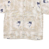 PURITAN Mens Beige Rayon L Fishing Print Shirt Short Sleeve Casual Summer