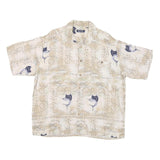 PURITAN Mens Beige Rayon L Fishing Print Shirt Short Sleeve Casual Summer