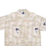 PURITAN Mens Beige Rayon L Fishing Print Shirt Short Sleeve Casual Summer