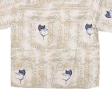 PURITAN Mens Beige Rayon L Fishing Print Shirt Short Sleeve Casual Summer