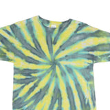 GILDAN Mens Yellow & Green Tie Dye T-Shirt L Short Sleeve Crew Neck Casual