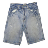 ROUTE 66 Mens Denim Blue Casual Shorts M W34 Cotton Blend Distressed