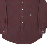 TOMMY HILFIGER Mens Maroon Check Shirt L Button Down Casual Cotton Blend