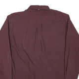 TOMMY HILFIGER Mens Maroon Check Shirt L Button Down Casual Cotton Blend