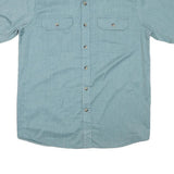 WRANGLER Mens Blue Cotton Blend Short Sleeve Shirt M Casual Utility Workwear