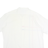 Mens White Cotton Shirt XL Red & Blue Stripe Chest Pocket Button Collar Casual
