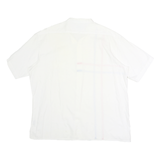 Mens White Cotton Shirt XL Red & Blue Stripe Chest Pocket Button Collar Casual