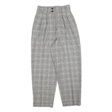 Womens Grey Checked Regular Fit Tapered Trousers W24 L25 Stylish Tailored