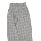 Womens Grey Checked Regular Fit Tapered Trousers W24 L25 Stylish Tailored