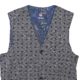 CLUB OF GENTS Mens Grey Blue Patterned Waistcoat XXS Polyester Blend Button