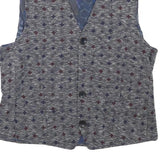 CLUB OF GENTS Mens Grey Blue Patterned Waistcoat XXS Polyester Blend Button