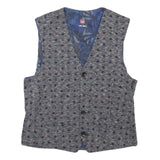 CLUB OF GENTS Mens Grey Blue Patterned Waistcoat XXS Polyester Blend Button