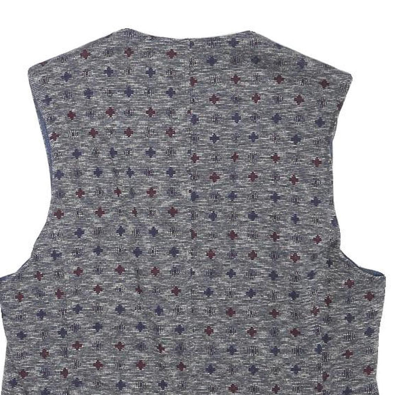 CLUB OF GENTS Mens Grey Blue Patterned Waistcoat XXS Polyester Blend Button