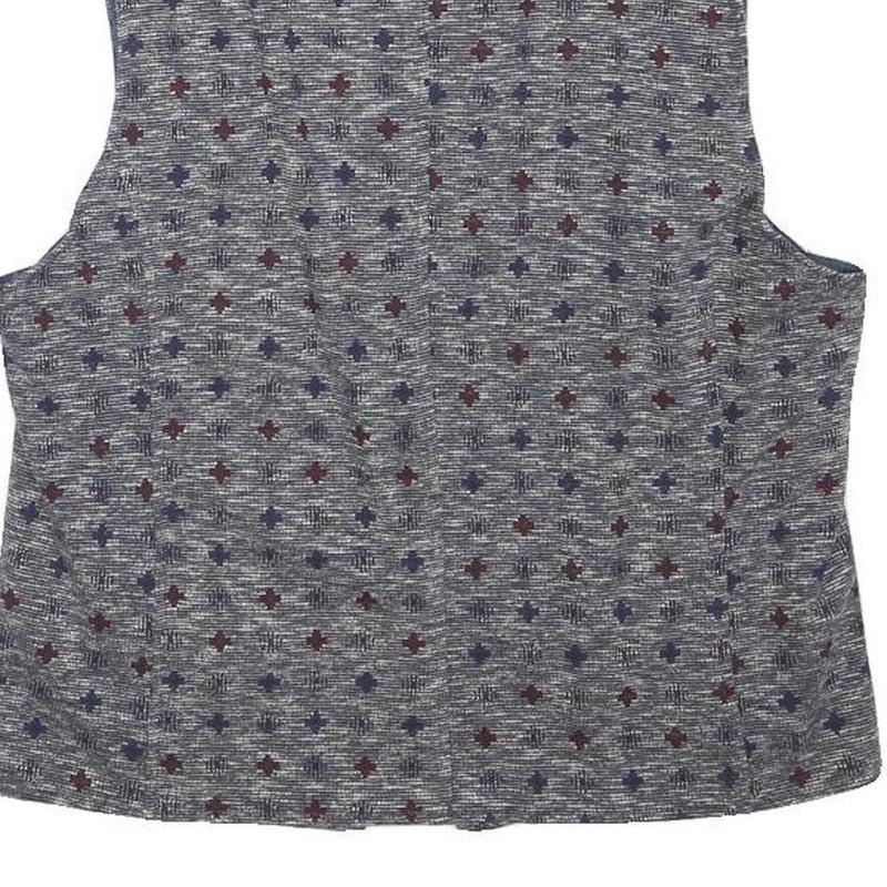 CLUB OF GENTS Mens Grey Blue Patterned Waistcoat XXS Polyester Blend Button