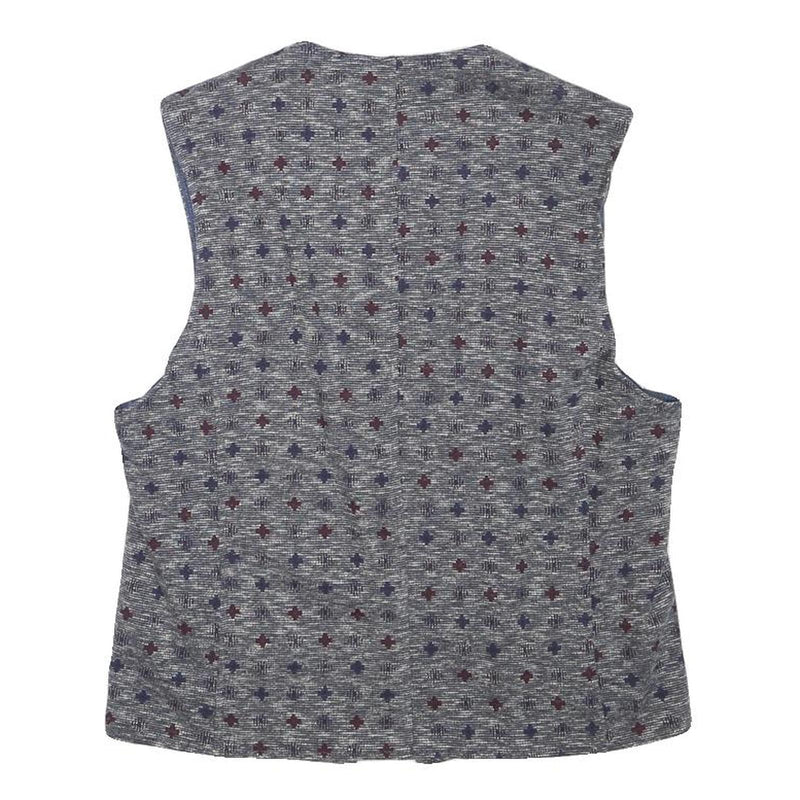 CLUB OF GENTS Mens Grey Blue Patterned Waistcoat XXS Polyester Blend Button