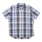TOMMY HILFIGER Mens Blue & White Check Shirt L Button-Down Cotton Casual Summer
