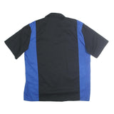 DICKIES Mens Black & Blue Cotton Shirt 2XL Workwear Button Short Sleeve