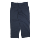 DICKIES Mens Cotton Blend Navy Regular Straight Trousers W40 L30 Workwear Zip