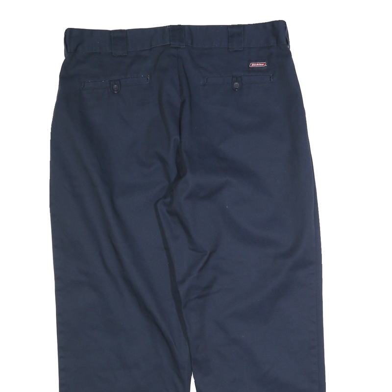 DICKIES Mens Cotton Blend Navy Regular Straight Trousers W40 L30 Workwear Zip