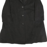 Womens Black Wool Blend Button Jacket UK 12 Classic Coat Plain Elegant