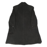 Womens Black Wool Blend Button Jacket UK 12 Classic Coat Plain Elegant