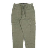 INDICODE JEANS Womens Cotton Blend Green Slim Cargo Trousers W26 L30 Drawstring