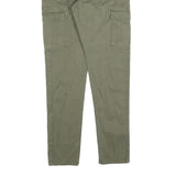 INDICODE JEANS Womens Cotton Blend Green Slim Cargo Trousers W26 L30 Drawstring