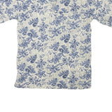 CAMBRIDGE CLASSICS Womens Blue & Cream Floral Short Sleeve Polo Shirt S Cotton