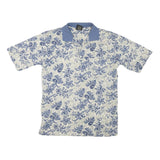 CAMBRIDGE CLASSICS Womens Blue & Cream Floral Short Sleeve Polo Shirt S Cotton