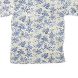 CAMBRIDGE CLASSICS Womens Blue & Cream Floral Short Sleeve Polo Shirt S Cotton