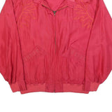 CARLO COLUCCI Mens Red Silk Bomber XL Woven Plain Zip Jacket Elegant Retro